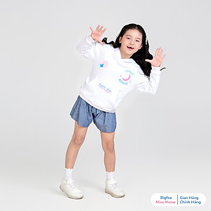 Áo nỉ hoodie cho bé gái Bigfox Miss Meow có mũ mặc nhà mùa thu đông size đại trẻ em 7-15 tuổi 50kg