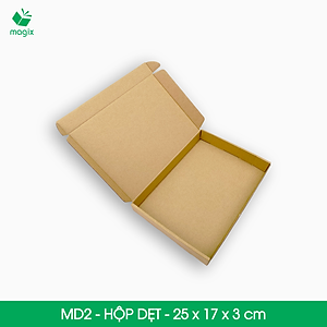 MD2 - 25x17x3 cm - 50 Thùng hộp carton trơn đóng hàng