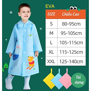 Áo mưa trẻ EM CHO BÉ TRAI BÉ GÁI CÓ CHIỀU CAO TỪ 80CM-140CM , CHẤT LIỆU eva MỀM MẠI AN TOÀN , CHỐNG THẤM , SIÊU BỀN - BORO SPORT