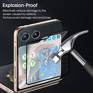 Miếng dán kính cường lực màn hình phụ cho Samsung Galaxy Z Flip 5 full 9D hiệu HOTCASE Kuzoom Protective Glass - mỏng 0.3mm, vát cạnh 2.5D, độ cứng 9H, viền cứng mỏng chống vỡ cạnh - Hàng nhập khẩu