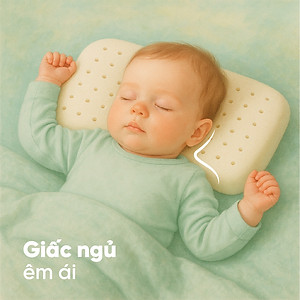 Gối nằm cao su thiên nhiên em bé Liên Á Oval + Kèm áo gối cùng kích thước .