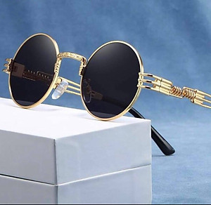 Kính xinh, Kính râm, Kính mát Mắt tròn gọng lò xo Kim loại Hàn Quốc + tặng Tuavit Kính Xinh mini