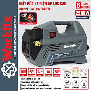 ( Động cơ Lõi Đồng ) Máy Rửa Xe Điện Workfix Cao Áp Công Suất Lớn 2500W - WF-PW2500W - Đây Đồng , Động cơ 160BAR - Bảo Hành Chính Hãg 6 Tháng