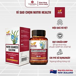 [TẶNG: Folic Acid 165k] Canxi Hữu Cơ New Zealand Nutri Seaweed Calcium 60 Viên - Bổ Sung Canxi, Tăng Chiều Cao, Chống Loãng Xương - Chính Hãng