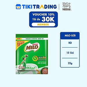 Bịch 15 gói Thức Uống Lúa Mạch Nestlé MILO Sữa 3 Trong 1 (22g/Gói)