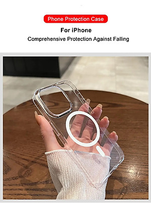 Ốp lưng chống sốc cho iPhone 12 / 12 Pro / 12 Pro Max hiệu HOTCASE sạc từ tính nam châm magnetic trong suốt - trang bị đệm khi 4 góc, Viền TPU chống sốc, lưng PC chống ố vàng - Hàng nhập khẩu