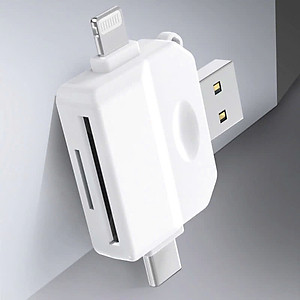 Đầu đọc thẻ nhớ SD, TF đa năng 3in1 Type c, L, USB dùng cho điện thoại, laptop, máy ảnh - Hàng nhập khẩu