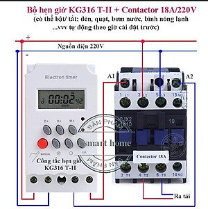 Bộ công tắc,Timer hẹn giờ bật tắt thiết bị điện KG316 T-II 25A/220V 16 chương trình