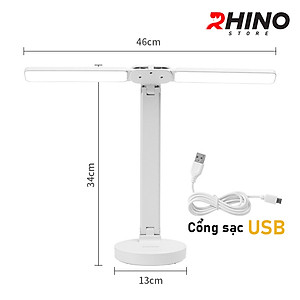 Đèn học LED 3 ánh sáng bảo vệ mắt chống cận cảm ứng Rhino L205, tích điện đa năng làm việc, để bàn học - Hàng chính hãng