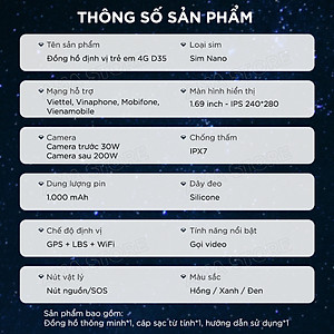 Đồng hồ Thông minh Trẻ em lắp Sim độc lập Nghe gọi 2 chiều Định vị kép GPS Wifi cao cấp Nhiều chức năng Chống nước tốt AMA Watch D35 Hàng nhập khẩu