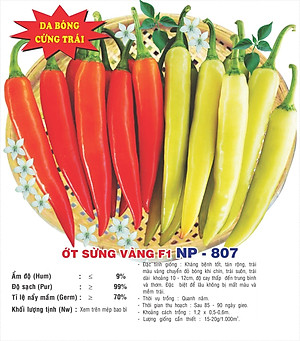 Hạt giống Ớt sừng vàng da bóng trái sai và to đều VTP88