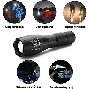Đèn pin siêu sáng KGT6 hợp kim chống nước, 1000 lumen, chiếu xa 200m tới 500m , pin sạc FullBox, tặng pin loại tốt