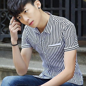 Áo Sơ Mi Nam Ngắn Tay Phối Kẻ Sọc Mẫu RF03 Thời Trang Cao Cấp PONIVA Chất Vải Mềm Mịn Chuẩn Shop