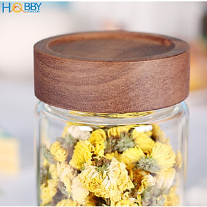 Hủ thủy tinh đựng gia vị nắp gỗ vặn kín HOBBY Home Decor HUNG2 - 3 size tùy chọn