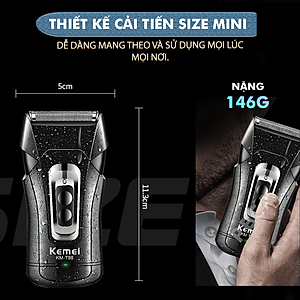 Máy cạo râu mini Kemei KM-T98 công suất mạnh mẽ 5W chống nước IPX5 - Hàng chính hãng