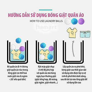 COMBO 3 Bóng Giặt Silicon Cầu Gai Chống Nhăn Quần Áo Quả Banh To 5.5CM Hamart Giặt Sạch Vượt Trội