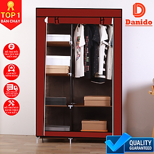 Tủ quần áo 2 buồng 6 ngăn hàng Việt Nam cao cấp - Tủ vải 170cm chất lượng cao khung Inox tĩnh chắc chắn, cứng cáp - Hàng chính hãng D Danido 