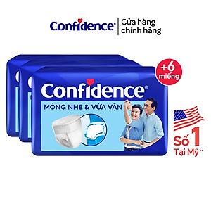 Thùng 3 gói Tã quần người lớn Confidence Slim&Fit mỏng nhẹ vừa vặn size M/L gói 16/14 +2 miếng