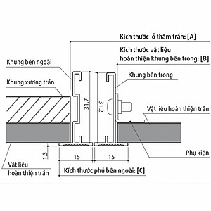 Nắp cửa thăm trần thạch cao 600x600 [SPG-68160] sản xuất tại Nhật bản, khung nhôm nhẹ cao cấp, Màu bạc. Có bản lề, Góc Mở 90 độ