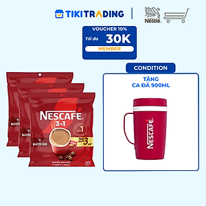 [Tặng Ấm giữ nhiệt có quai (Tết 26) NESCAFE 1L ] Combo 3 Bịch NESCAFE 3IN1 Công thức cải tiến - VỊ NGUYÊN BẢN Bịch 46 gói