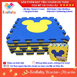 Bộ 10 tấm Thảm xốp cho bé ECOBABY, thảm xốp đạt tiêu chuẩn Mỹ và Châu Âu, độ dày khoảng 1cm, kích thước 1 tấm 30x30cm - Mickey