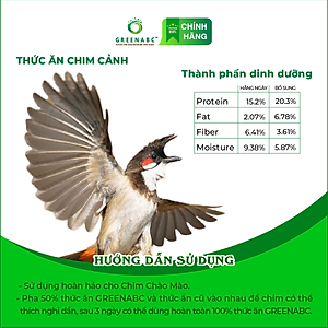 Cám Chim Chào Mào GREENABC – Giúp chim căng lửa, trụ giàn, 2 loại bổ sung và hàng ngày – Hộp 280g