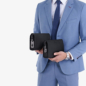 Ví Cầm Tay Clutch Nam Chính Hãng GENCE RB06 Da Bò Khóa Vân Tay Cao Cấp Màu Đen
