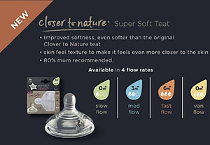 Núm Ty Silicon Siêu Mềm Tự Nhiên Cho Bé Tommee Tippee Natural Start Fast Flow Từ 6 Tháng (Vỉ đôi, tách lẻ)