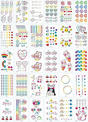 770 Hình xăm dán tatoo mặt cười icon emoji vui nhộn võ tắc thiên dán tay mặt trán