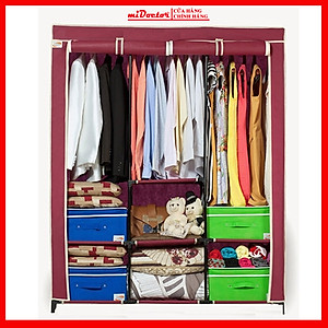 Tủ Quần Áo Cải Tiến Thế Hệ Mới, Tủ Vải Quần Áo 3 Buồng 8 Ngăn 1,7m Cao Cấp