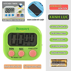 Đồng Hồ Bấm Giờ Đếm Ngược Pomodoro 99 Phút Hẹn Giờ Nấu Ăn Học Tập Hút Nam Châm 4 Màu TẶNG 2 PIN