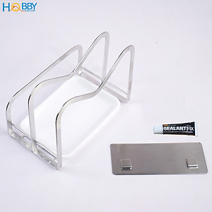 Kệ để thớt nắp vung 2 ngăn dán tường inox 304 Hobby Home Decor TT08