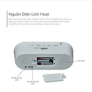 Đồng Hồ Để Bàn Thông Minh ARIZE Bandiz Mirror Digital Desk Clock - Hàng Chính Hãng
