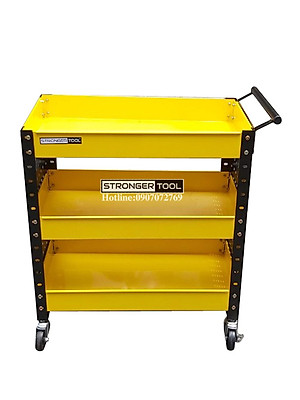XE ĐẨY DỤNG CỤ 3 NGĂN 2 TẤM HÔNG DÙNG CHO GAGARE TIỆM SỬA XE MÁY