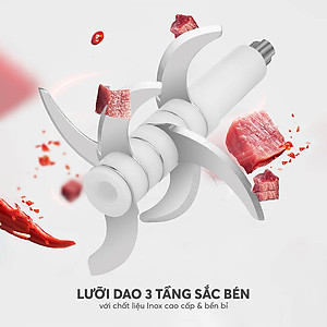 Máy xay thịt, xay thực phẩm cho bé Elmich CHE-8665, 6 lưỡi inox 304 xay nhanh, nhuyễn mịn, đảo trộn đồng đều các loại thực phẩm, an toàn tuyệt đối với trẻ nhỏ - Hàng chính hãng