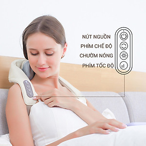 ￼Máy massage cổ vai gáy với 6 đầu mát xa nâng cấp chất liệu silicon, kết hợp chườm nóng giảm đau nhức