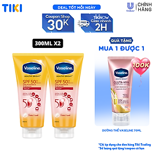 Combo 2 Serum chống nắng cơ thể Vaseline 50x bảo vệ da với SPF 50+ PA++++ giúp da sáng hơn gấp 2X 300ml