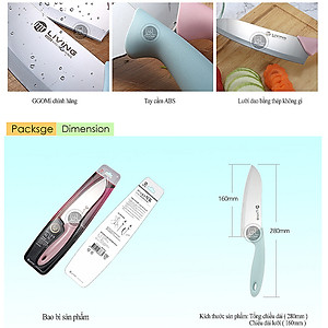 [HÀNG CHÍNH HÃNG]Dao cắt thái nhà bếp màu sắc pastel dài 28cm, lưỡi dài 16cm bằng thép không gỉ GGOMi Hàn Quốc MT347
