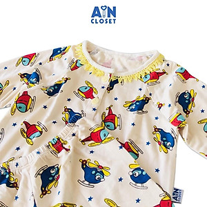 Bộ dài bé gái họa tiết May bay trực thăng thun cotton - AICDBGHOPQJZ - AIN Closet