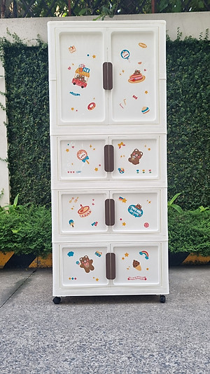 Tủ Nhựa Gấp Gọn Hoạt Hình Có Ngăn Treo Quần Áo Nubie, Hộp Gấp Đựng Đồ Thông Minh, Tháo Lắp Dễ Dàng, Có Thể Tách Tầng