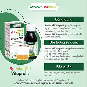 TPBVSK Special Kid Vitaprolis - Hỗ trợ giảm nguy cơ viêm đường hô hấp trên, hỗ trợ tăng cường sức đề kháng (125ml)[Siro - Nhập khẩu Pháp]