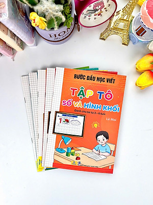Bộ 5 cuốn Bước đầu học viết (tập tô vần, tập tô số và hình khối, tập viết các nét cơ bản, tập viết chữ cái, tập tô chữ)