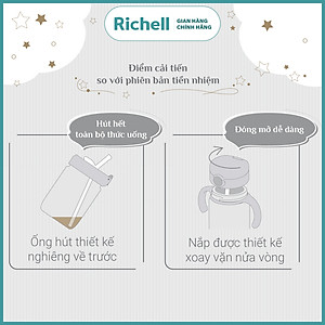 Bình ống hút AXSTARS Richell Nhật Bản 450ml chống sặc cho bé từ 8 tháng | Baby
