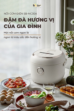 Nồi Cơm Điện Tử Bear 3L Lòng Nồi 5 Lớp Đa Năng Nấu Cơm Nấu Cháo Hầm Hấp Hâm Nóng Hẹn Giờ Lên Đến 12 Tiếng SB-NC30A - HÀNG CHÍNH HÃNG