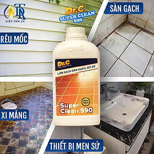 Tẩy Bồn Cầu Bị Ố Vàng,Tẩy Gạch Men,Tẩy Xi Măng,Nước Tẩy Nhà Vệ Sinh,Tẩy Rong Rêu Vôi Vữa Dr.C Super Clean S90 1 Lít