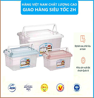 Hộp lạnh 2 quai Việt Nhật 3 size, Hộp đựng thực phẩm, bảo quản thức ăn , Hộp đựng đồ đa năng có quai xách tiện lợi - Hàng Việt Nam
