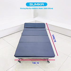 Giường xếp gấp gọn di động SUMIKA 386A, chiều rộng 90cm, khung thép, có bánh xe di chuyển