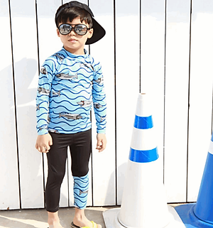 Đồ Bơi Bé Trai Tay Dài Che Nắng Họa Tiết Cá Mập Xám BB040 MayHomes Thun Lạnh Co Giãn Và Không Phai Màu