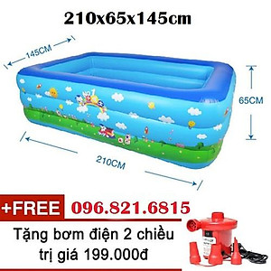 hồ bơi phao trẻ em,Bể bơi phao trong nhà, hình chữ nhật kích thước 210cm