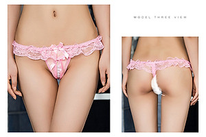 Combo 2 Quần Lót Lọt Khe Phối Ren Hở Đáy Đính Hạt Ngọc Trai Gợi Cảm Cho Nữ (màu ngẫu nhiên) LYEQ059